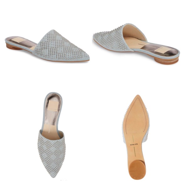 🍃💕NIB Dolce Vita Studded Denim Slide Mules - Picture 2 of 8